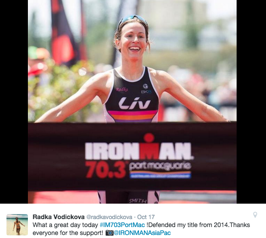 Radka Vodickova wins Ironman 70.3 Port Macquarie 2015. Image from Instagram/Radka Vodickova