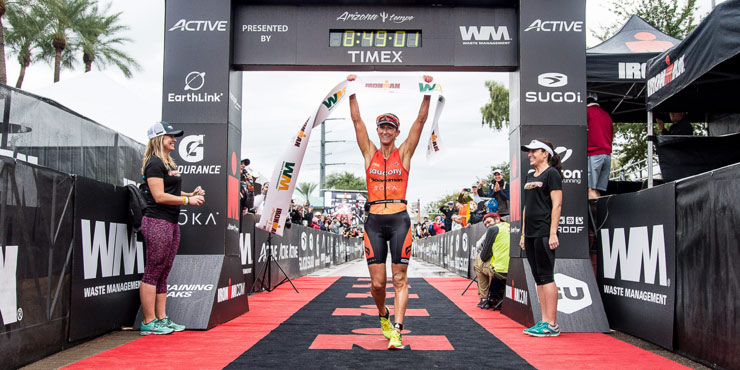 Meredith Kessler led right from the swim to her Ironman victory. Image from Ironman.com