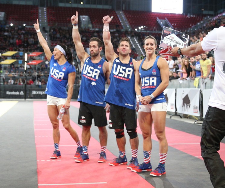 Team USA with Rich Froning, Dan Bailey, Margaux Alvarez and Chyna Cho wins the 2015 CrossFit Invitational. Photo from Crossfit.com