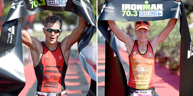 Ironman 70.3 Geelong 2016 winners - Jake Montgomery and Melissa Hauschildt (Ironman.com)