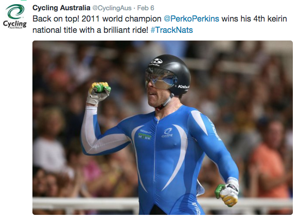 Did CrossFit hone Shane Perkins's muscles into winning his 4th National Keirin title in Australia? Image from Twitter