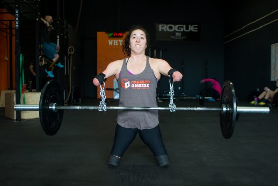 Using weighlifting hooks,  Lindsay Hilton adapts her live to CrossFit. (Toronto Metro)