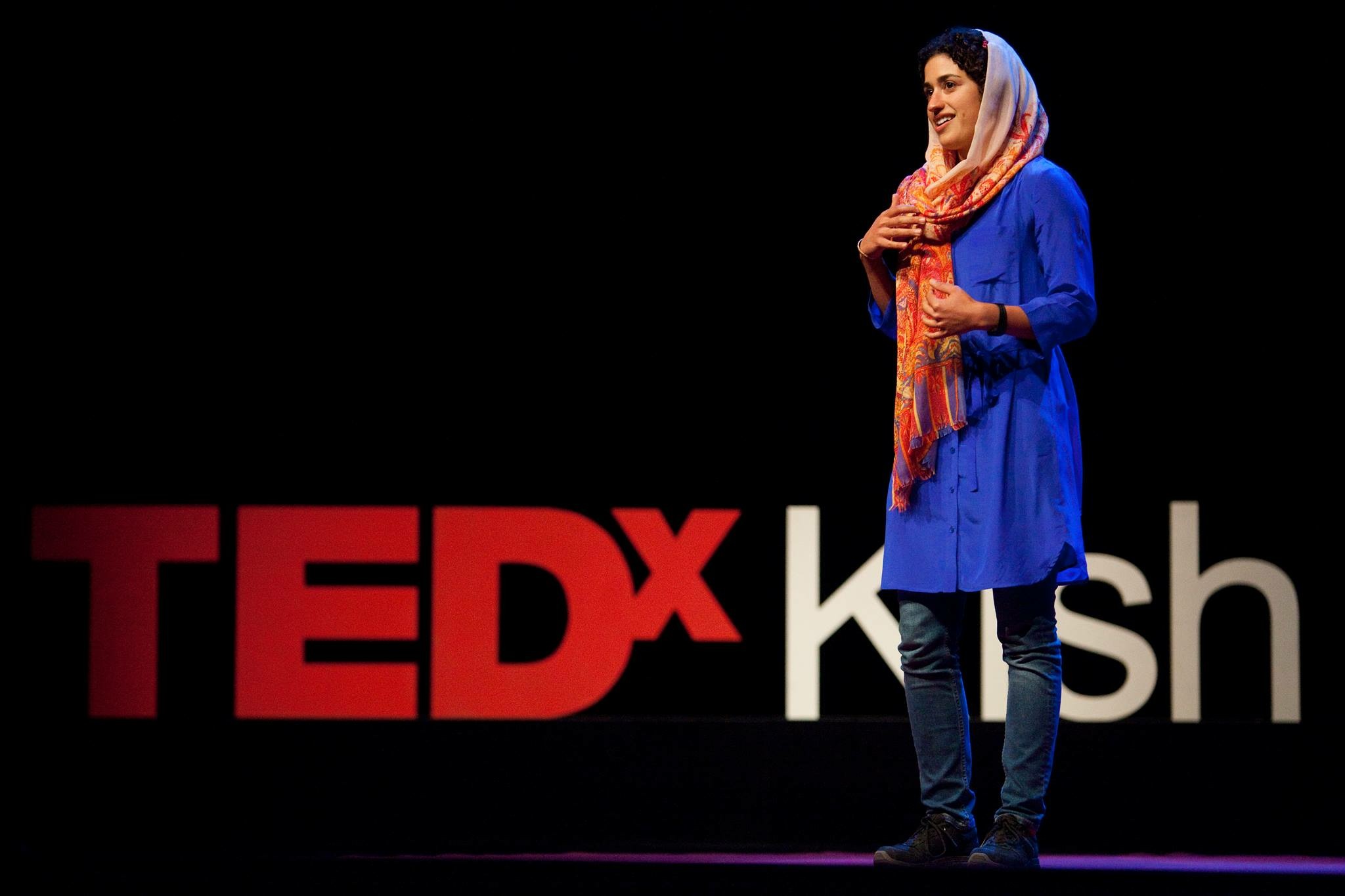 Shirin speaking at Tedx Kish. 