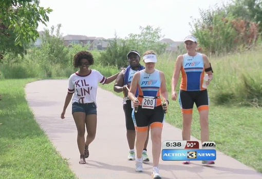 3 visually impaired people have now become Triathletes after completing their first triathlon. KMTV.com)