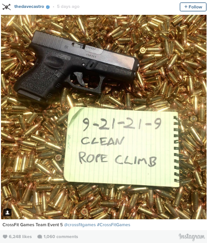 Glock guns will be offered as prizes in the Clean Rope Climb at the 2016 Reebok CrossFit Games. (Twitter)