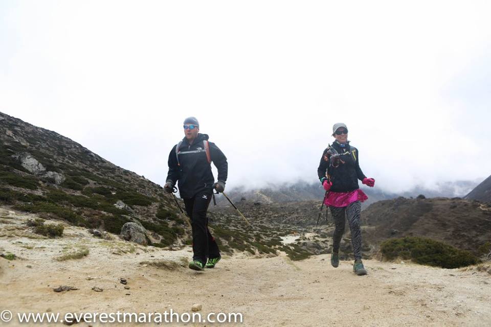 Annemieke ran her maiden marathon at high altitude in the Everest Marathon. (Everest Marathon)