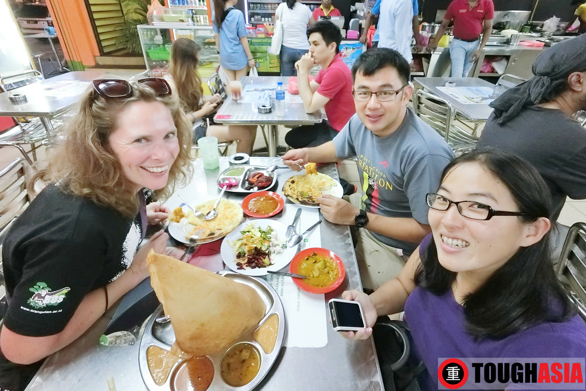 Treating Annemieke (right) with the truly Malaysian mamak experience. 