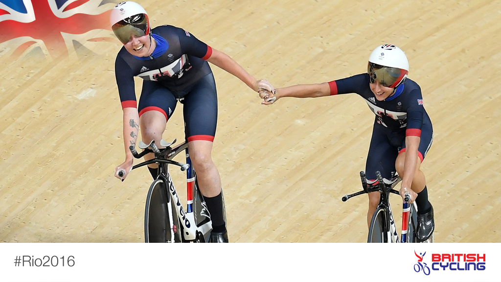WORLD RECORD!!! Team GB's Katie Archibald, Laura Trott, Joanna Rowsell Shand and Elinor Barker in 4:13.260 to qualify fastest in the women's team pursuit at Rio 2016!!