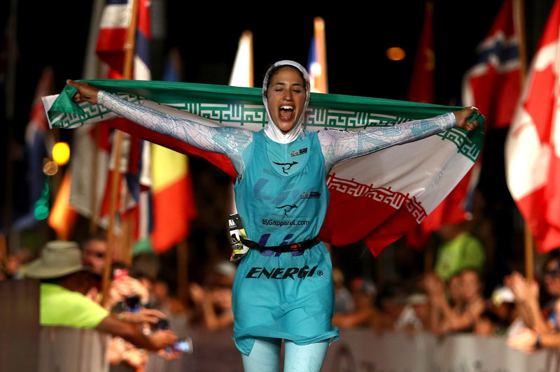 Shirin Gerami makes history as the first Iranian Triathlete to race at  Ironman World Championships in Kona, Hawaii. (GettyImages)